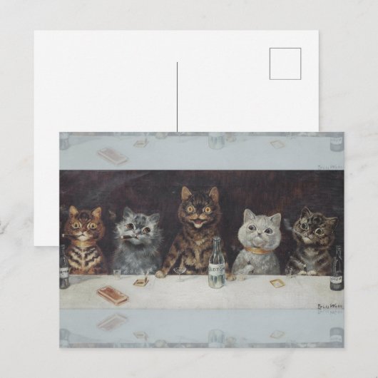 De vrijgezellenfeest van de kat briefkaart (Voorkant / Achterkant)
