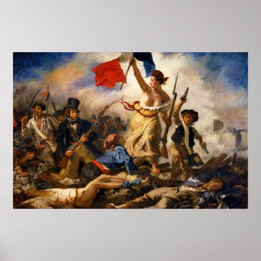 De Vrijheid Leidt het Volk door Eugène Delacroix Poster (Voorkant)