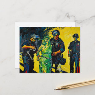 De vrijheidsbeeld-aanhoudingsansichtkaart briefkaart