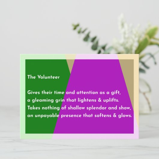 De vrijwilliger bedankkaart (Staand voorkant)