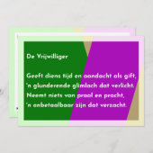 De Vrijwilliger Bedankkaart (Voorkant / Achterkant)