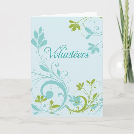 De vrijwilliger dankt u Blauwgroen & Groene Bedankkaart (Voorkant)