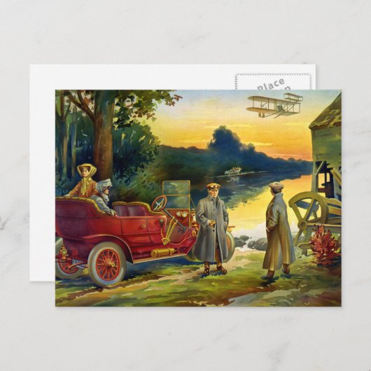 De vroege dagen van de auto 1910 briefkaart (Voorkant / Achterkant)