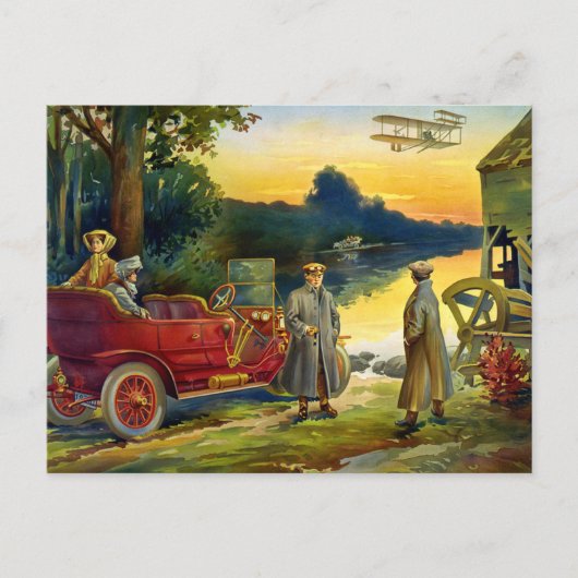 De vroege dagen van de auto 1910 briefkaart (Voorkant)