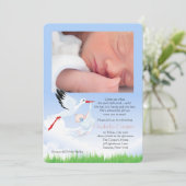 De vroege levering van Stork Foto Post Baby shower Kaart (Staand voorkant)