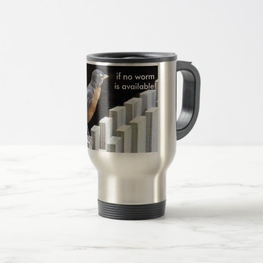 De vroege vogel houdt van koffie... reisbeker (Voorkant rechts)