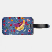 De vroege vogel in de bloementuin bagagelabel (Achterkant horizontaal)