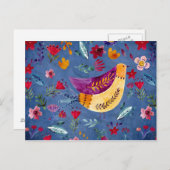 De vroege vogel in de bloementuin briefkaart (Voorkant / Achterkant)