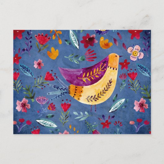 De vroege vogel in de bloementuin briefkaart (Voorkant)