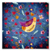 De vroege vogel in de bloementuin foto afdruk (Voorkant)