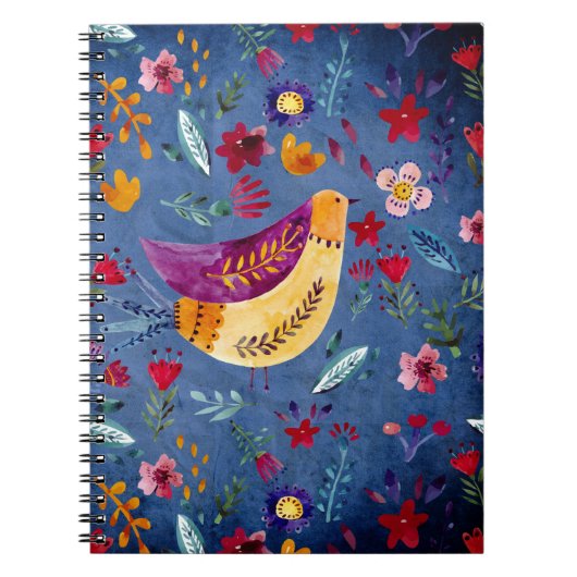 De vroege vogel in de bloementuin notitieboek (Voorkant)