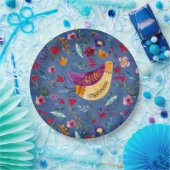 De vroege vogel in de bloementuin papieren bordje (Feest)