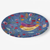 De vroege vogel in de bloementuin papieren bordje (Gekanteld)