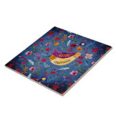 De vroege vogel in de bloementuin tegeltje (Zijkant)