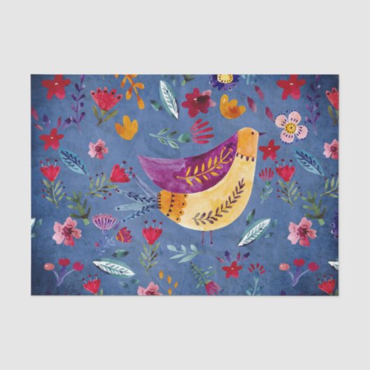 De vroege vogel in de bloementuin tissuepapier (Voorkant)
