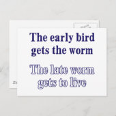 De vroege vogel krijgt de worm. briefkaart (Voorkant / Achterkant)