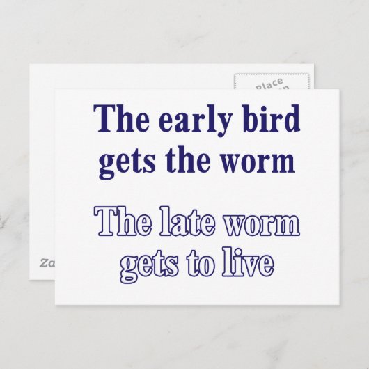De vroege vogel krijgt de worm. briefkaart (Voorkant / Achterkant)