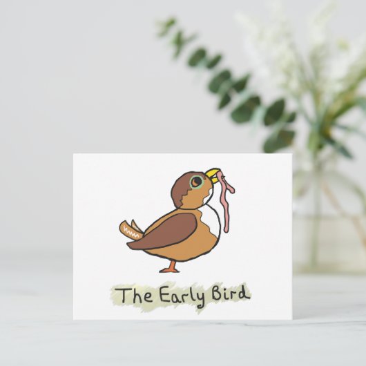 De vroege vogel vangt de worm briefkaart (Staand voorkant)