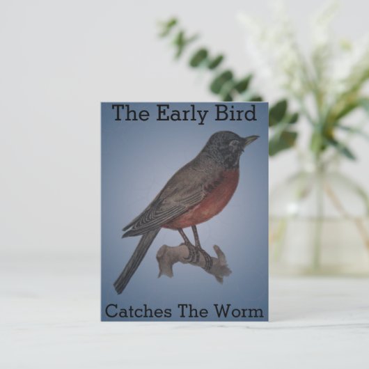 De vroege vogel vangt de worm briefkaart (Staand voorkant)