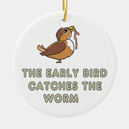 De vroege vogel vangt de worm keramisch ornament (Voorkant)