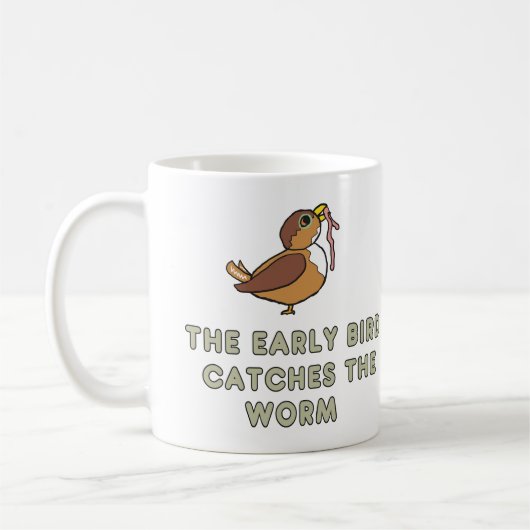 De vroege vogel vangt de worm koffiemok (Links)