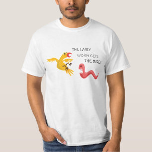 De vroege worm krijgt de vogel t-shirt