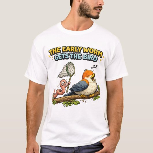 De Vroege Worm Krijgt de Vogel T-shirt (Voorkant)