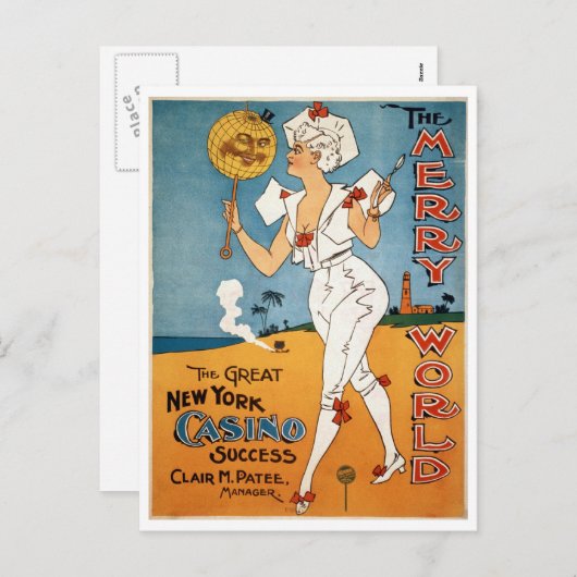 De vrolijke Affiche van het Theater van de Wereld Feestdagenkaart (Voorkant / Achterkant)