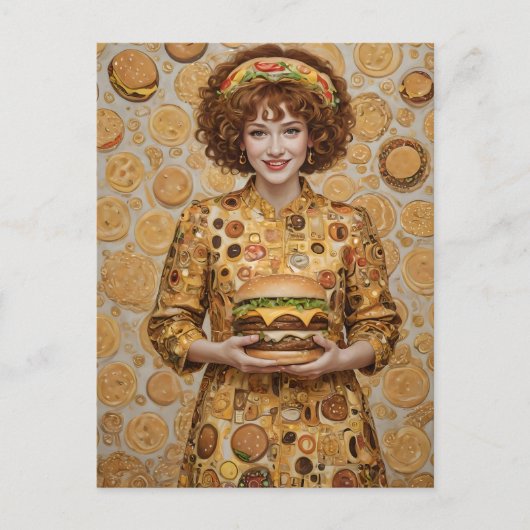 De vrolijke Cheeseburger Lady Briefkaart (Voorkant)