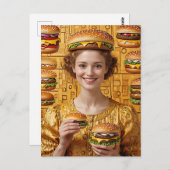 De vrolijke Cheeseburger Lady in het kostuum van C Briefkaart (Voorkant / Achterkant)