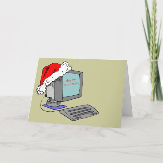 De vrolijke Computer van Kerstmis Feestdagen Kaart (Voorkant)