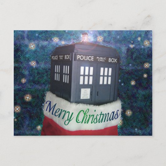 de vrolijke doos van de Kerstmis blauwe politie in Feestdagenkaart (Voorkant)