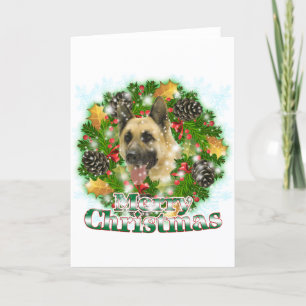 De vrolijke Duitse herder van Kerstmis Feestdagen Kaart
