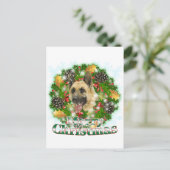 De vrolijke Duitse herder van Kerstmis Feestdagenkaart (Staand voorkant)