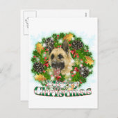 De vrolijke Duitse herder van Kerstmis Feestdagenkaart (Voorkant / Achterkant)