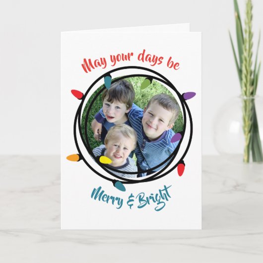 De vrolijke & Heldere Lichten van Kerstmis Feestdagen Kaart (Voorkant)