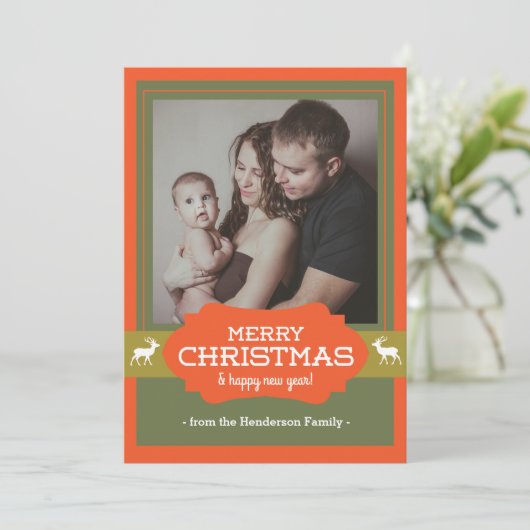 De vrolijke Herten die van Kerstmis Kerstkaart (Staand voorkant)