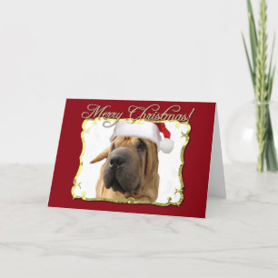 De vrolijke hond van Shar Pei van Kerstmis Feestdagen Kaart