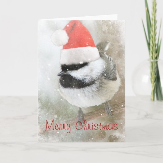 De vrolijke Kaart van Chickadee van de Kerstman (Voorkant)
