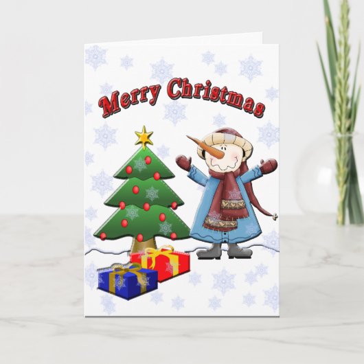 De vrolijke Kaart van de Sneeuwman van Kerstmis (Voorkant)
