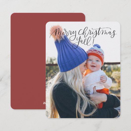 De vrolijke kaart van Y'all van Kerstmis (Voorkant / Achterkant)