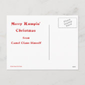 De vrolijke Kameel Claus van Kerstmis Humpin Feestdagenkaart (Achterkant)