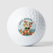 De vrolijke kat kleurrijke patchwork uniek golfballen (Voorkant)