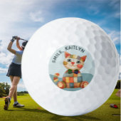 De vrolijke kat kleurrijke patchwork uniek golfballen
