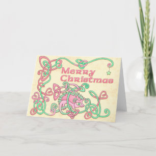 De vrolijke Keltische egel van Kerstmis Feestdagen Kaart