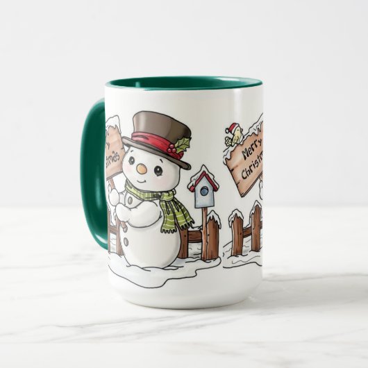De vrolijke kerst Mok van Snowman (Voorkant links)