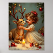 De vrolijke kerst van een kind met haar zachte hon poster (Voorkant)