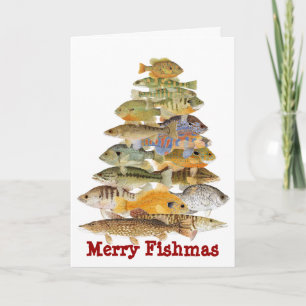 De vrolijke Kerstboom van de Vissen van Fishmas- Feestdagen Kaart