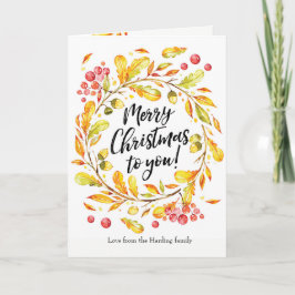 De vrolijke Kerstkaart van de de waterverfkroon Feestdagen Kaart