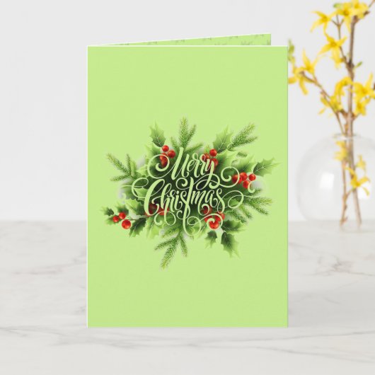 De Vrolijke Kerstkaart van de hulst Kaart (Gele Bloem)